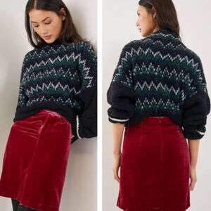 Anthropologie red velvet montie Skirt 6